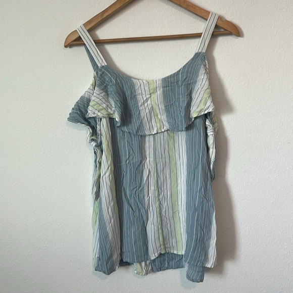 Maurices Blue Striped Flutter Sleeve Top - Picture 4 of 4